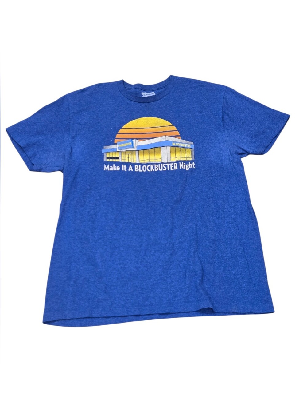 BLOCKBUSTER VIDEO T-Shirt Mens Large Blue Vintage Style Graphic Shirt Nostalgic